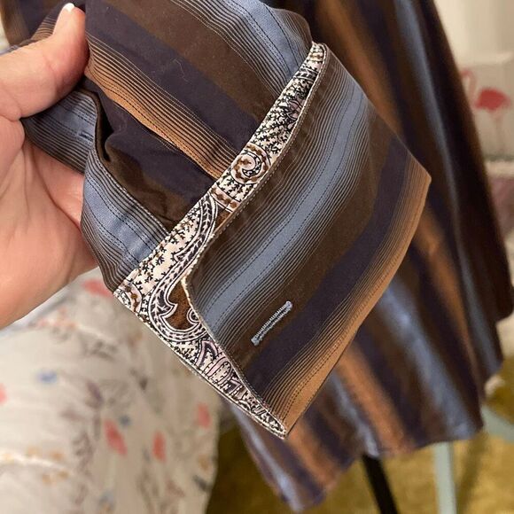 Banana Republic Men’s Blue/Brown French Cuff Dress Shirt - Picture 8 of 11